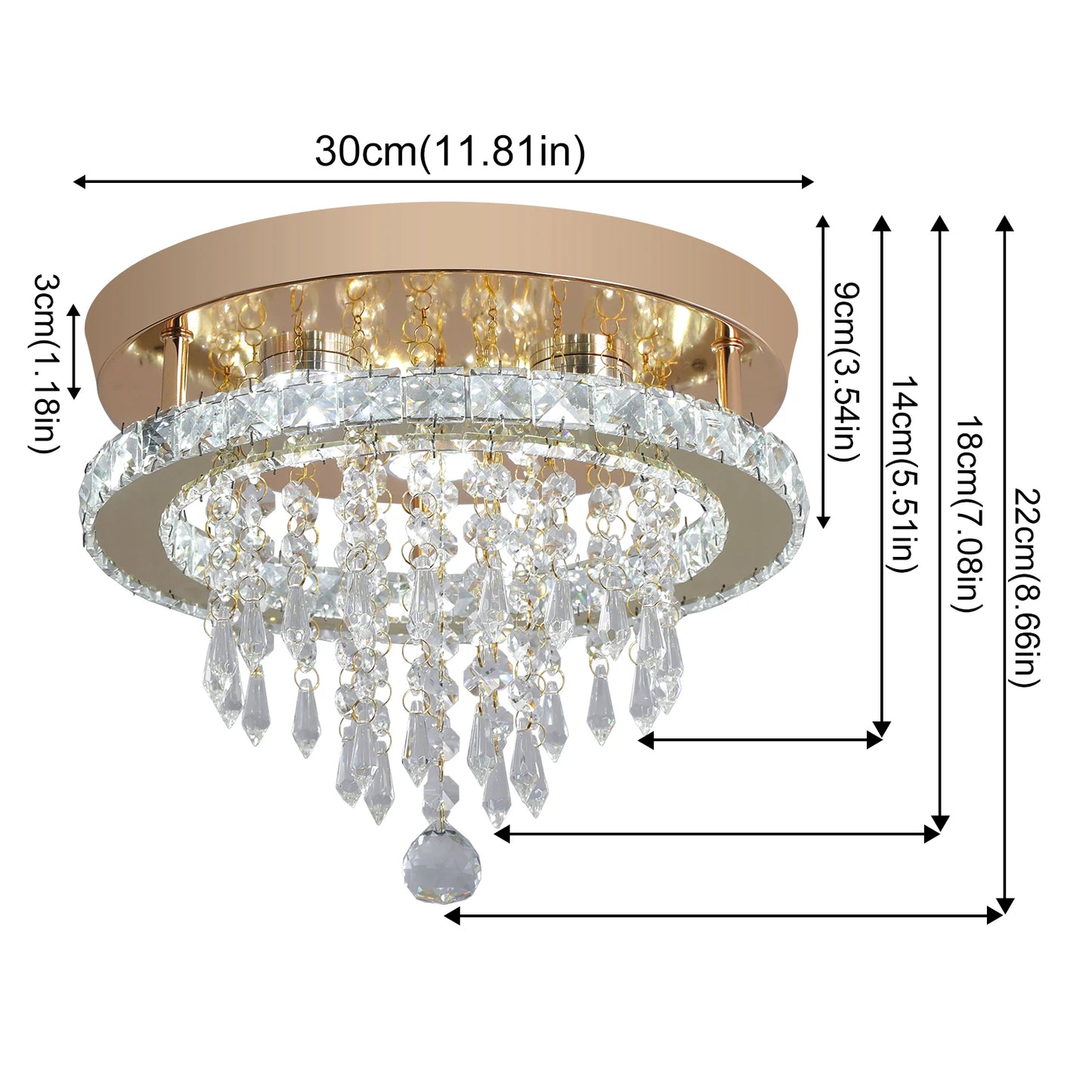 VETRULUS Luxury Crystal Chandelier LED Ceiling Light