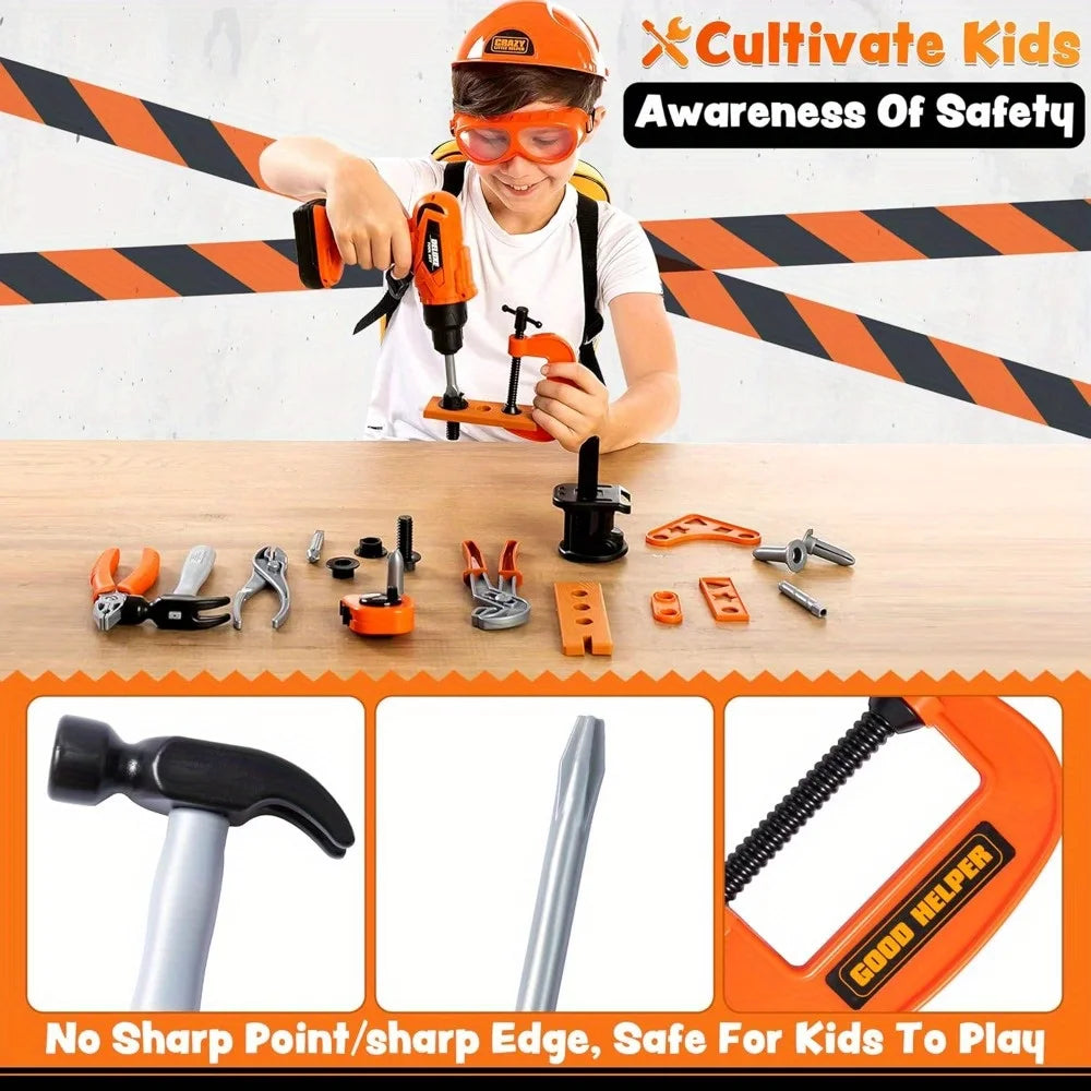 Joyfy Pretend Play Tool Set With Construction Backpack For Kids