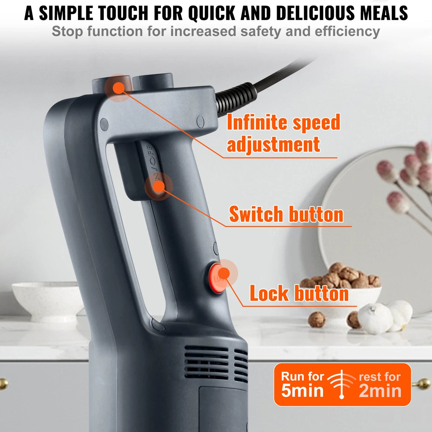 Succebuy Commercial Immersion Blender 500W Heavy Duty