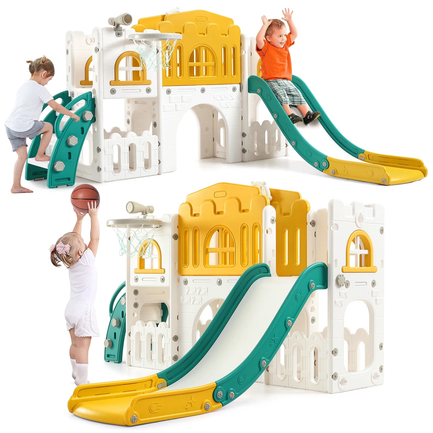 8 In 1 Toddler Indoor Playground With Slide And Climber