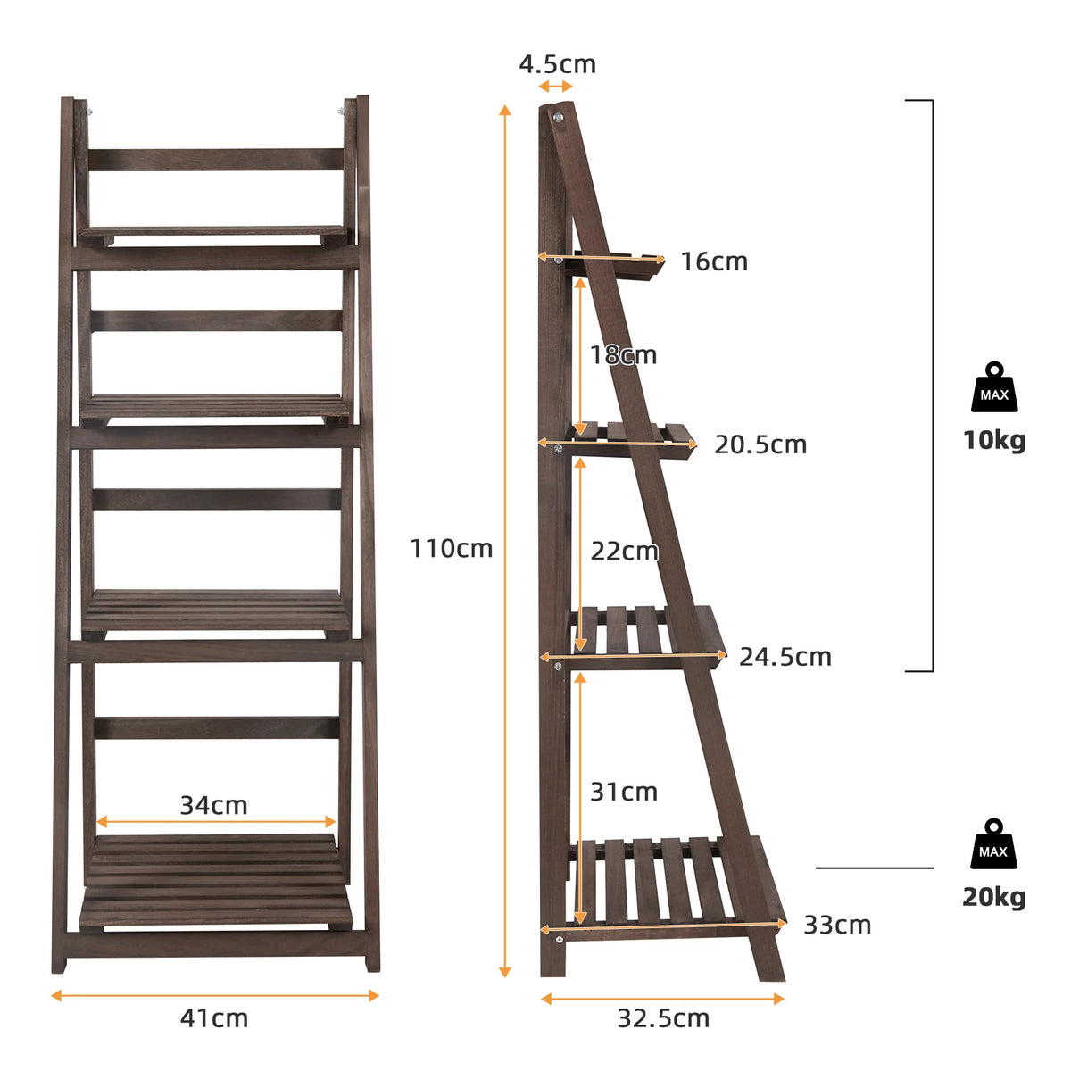 Premium Folding Four Tier Wooden Storage Shelf For Home