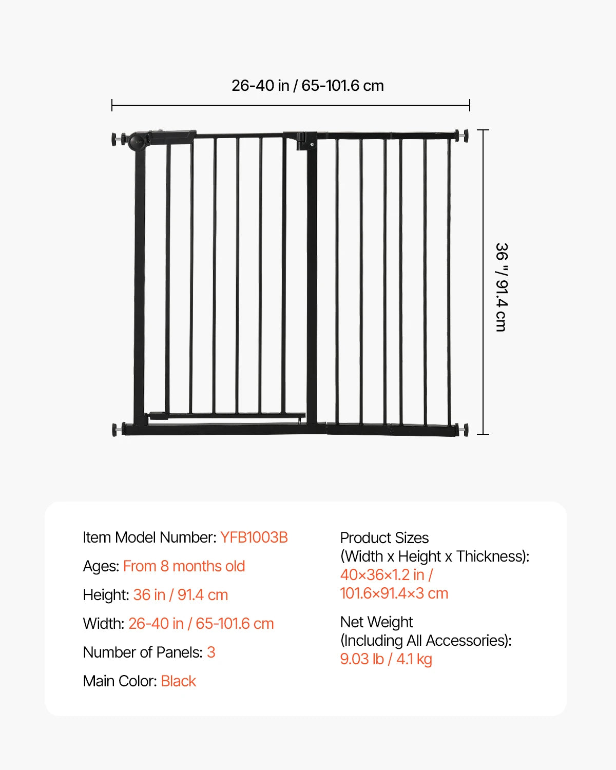 SucceBuy Walk Through Baby Gate Pressure Mount Doorway Safety Barrier