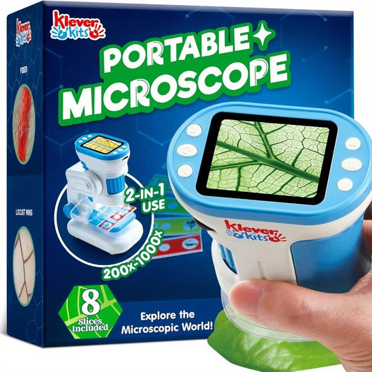 JOYFY 2 in 1 Handheld 1000X HD Microscope with 2.0'' LED Screen Portable Pocket Handheld for Kids Ages 5-12 Gifts Toys