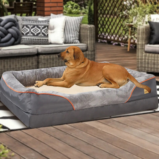 Bingopaw Orthopedic Memory Foam Dog Bed With Waterproof Bolsters