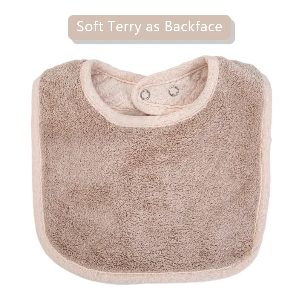 Cute Bear Muslin Baby Bibs With Pockets U-Absorbent Dribble Towel