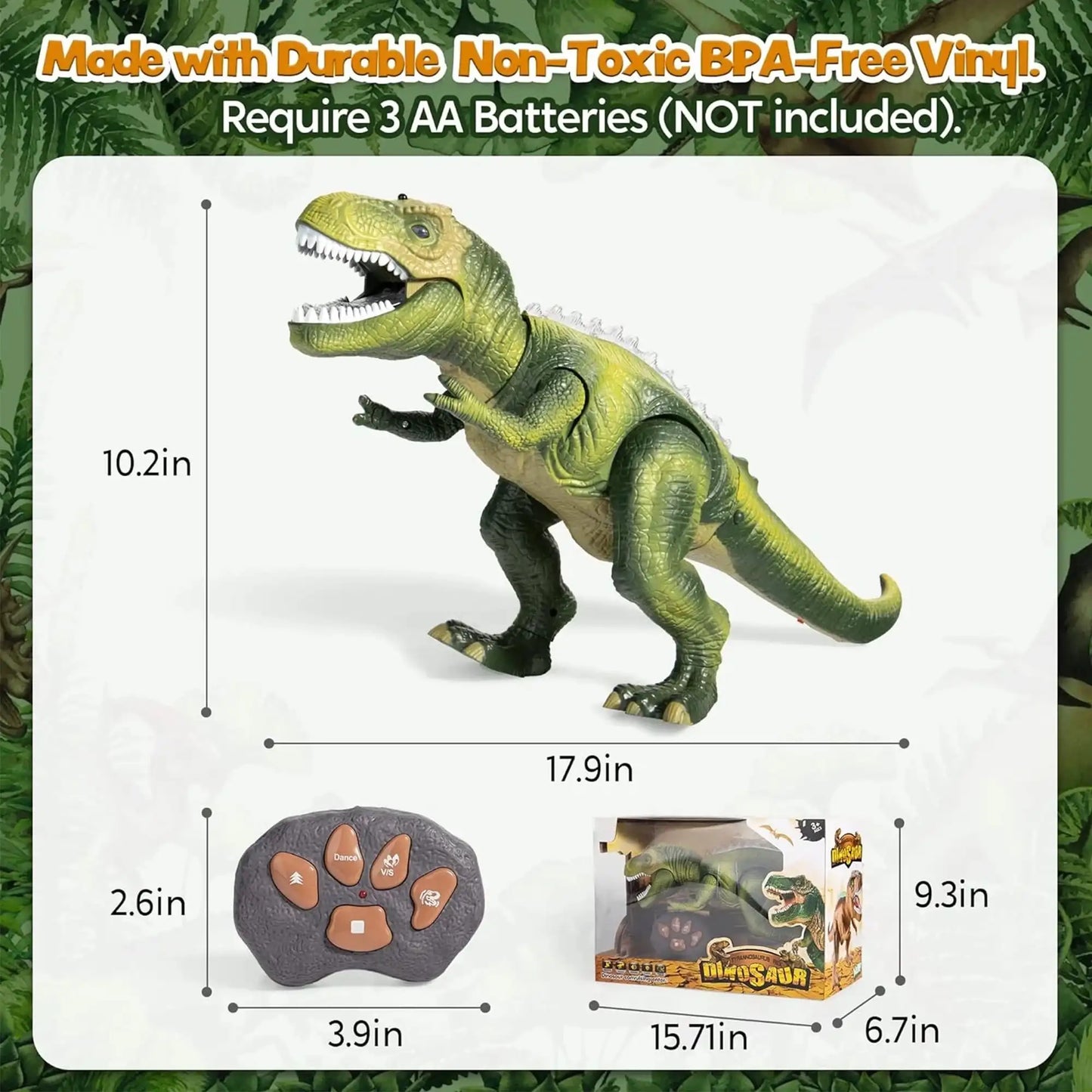 Joyfy Remote Control Walking Dinosaur Robot Toy Lights And Sounds