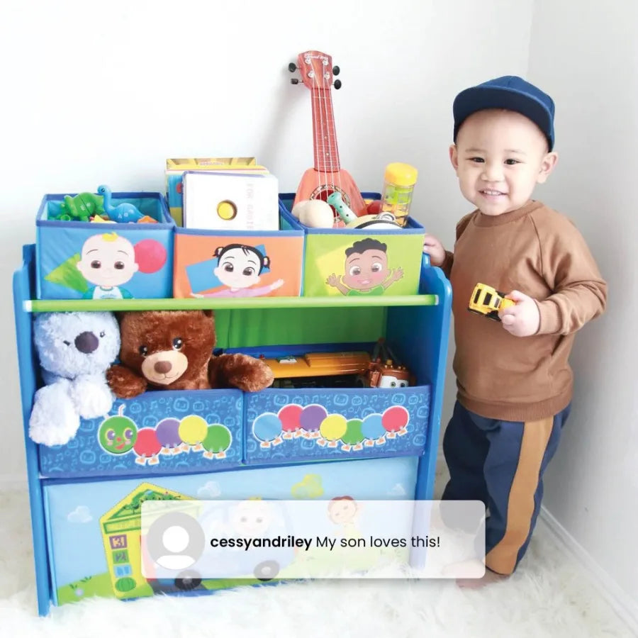 6-Bin Toy Storage Organizer for'Room, Neutral Beige Design with Foldable Fabric Bins Sturdy Frame, Easy Assembly Space-Saving S