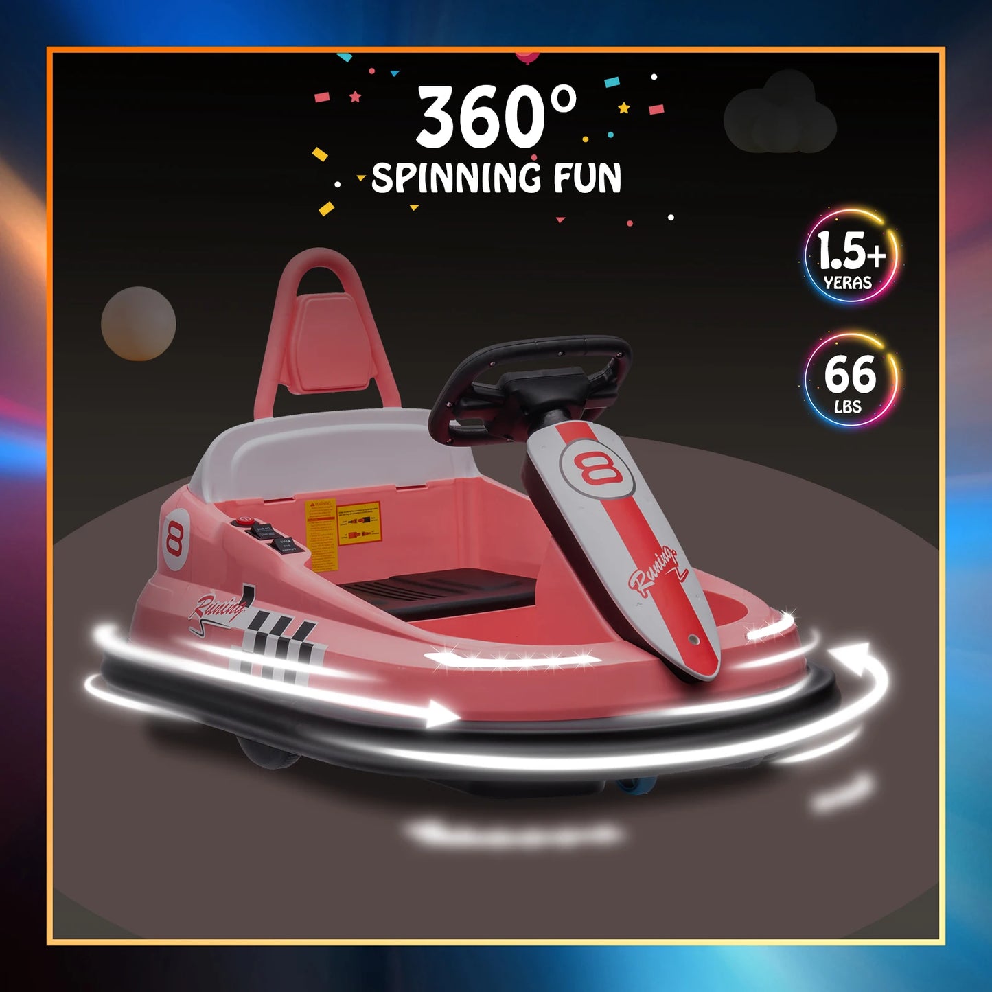 Studyset Toddler Bumper Car 6V Ride On 1.9 MPH Lights