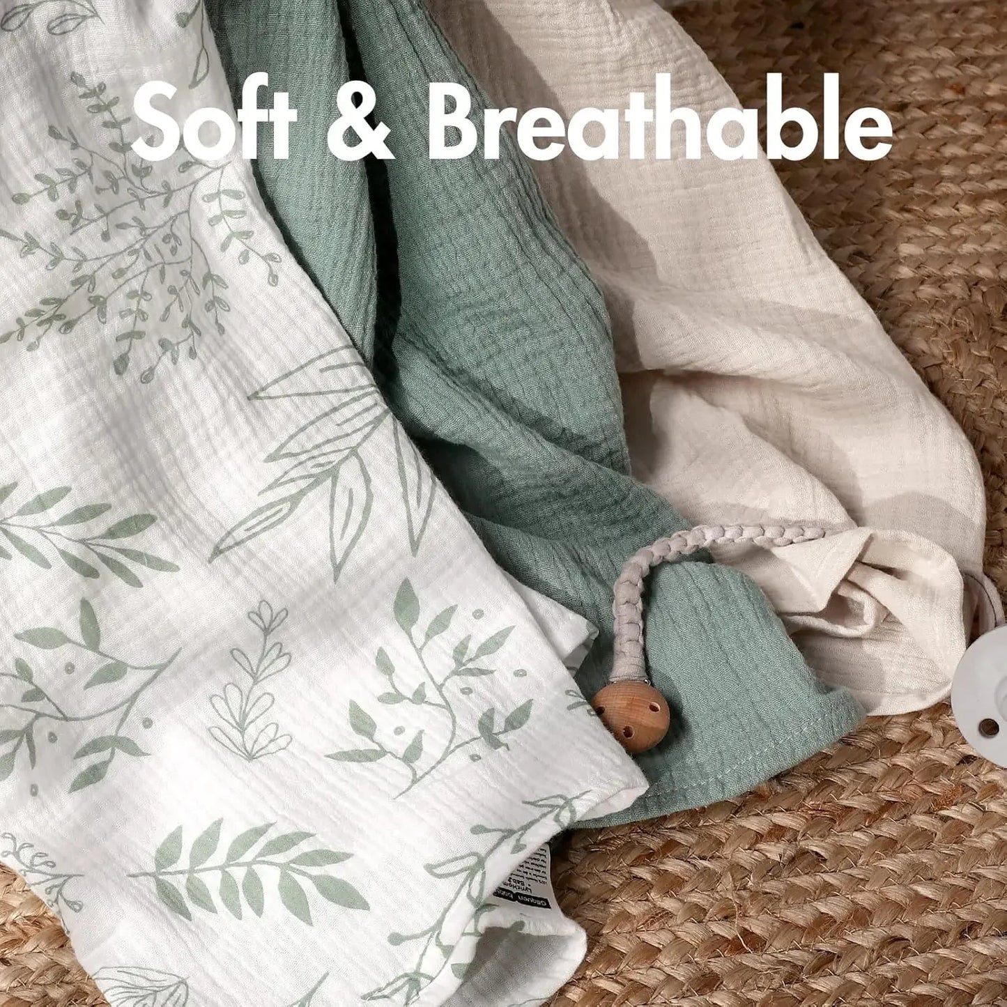 Muslin Swaddle Blankets for Newborns 3-Pack Soft Breathable Baby Wrap