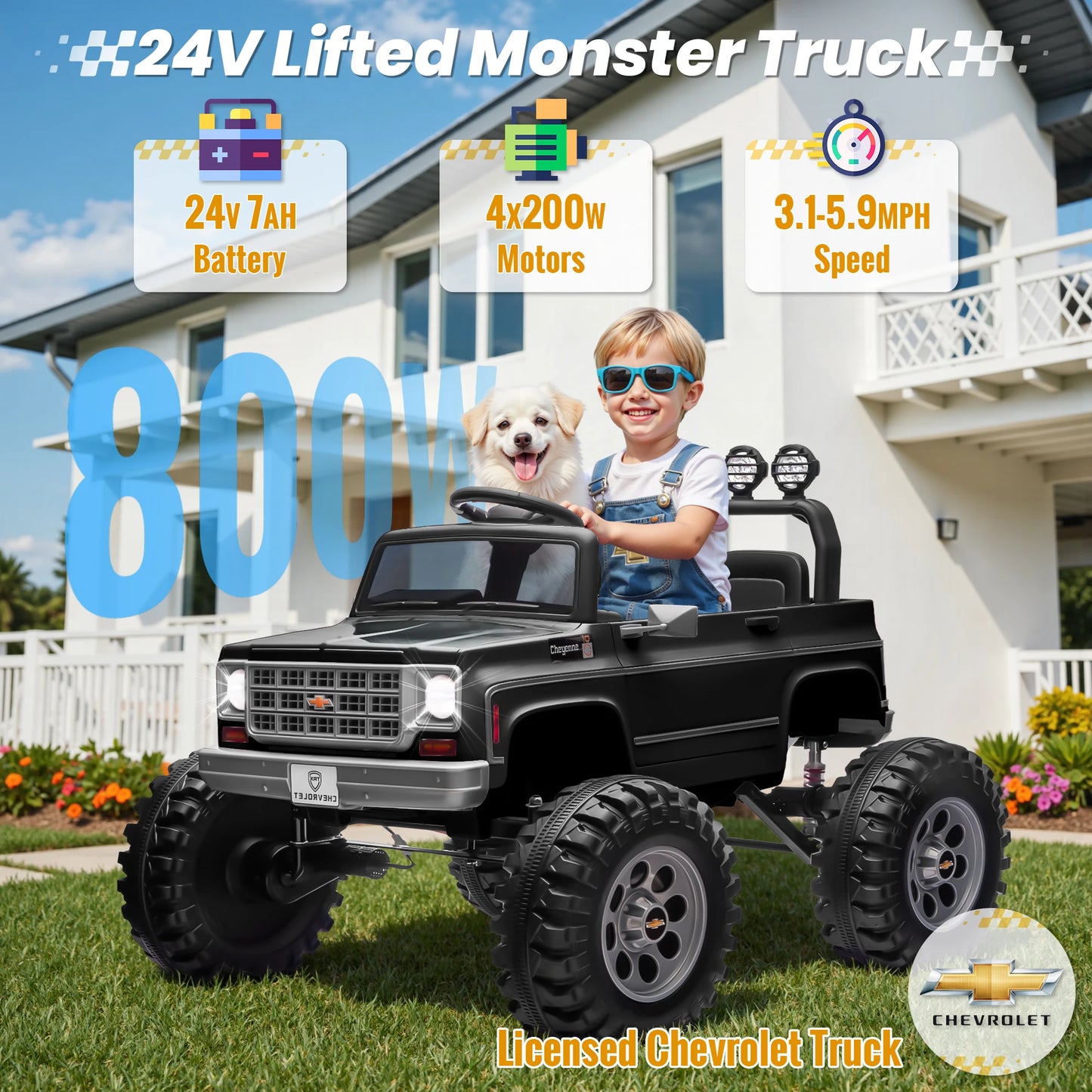 JOYRACER Licensed Chevrolet Cheyenne 24V Ride On Car