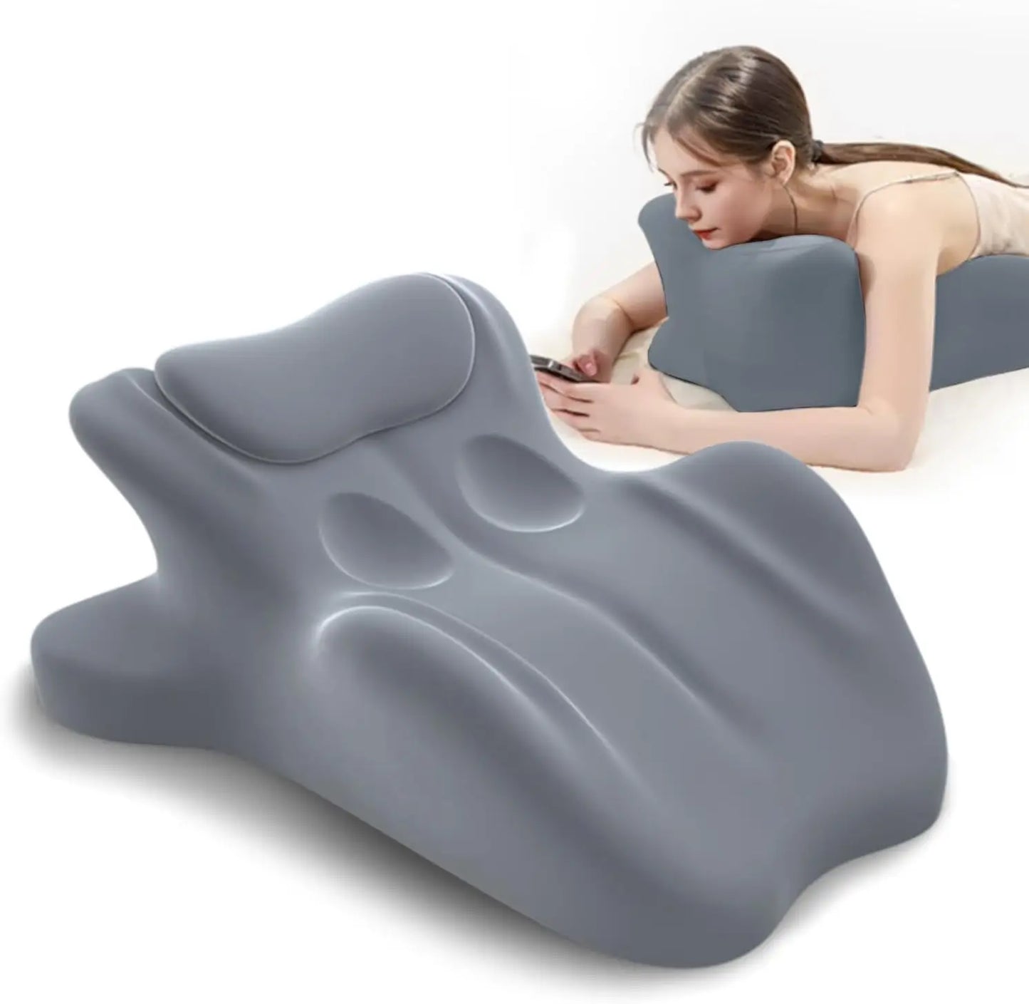 Ergonomic Memory Foam Wedge Pillow, 27° Angled Support for Neck and Waist, Multi-Position - Grey (25.5x21.5x11.8in)