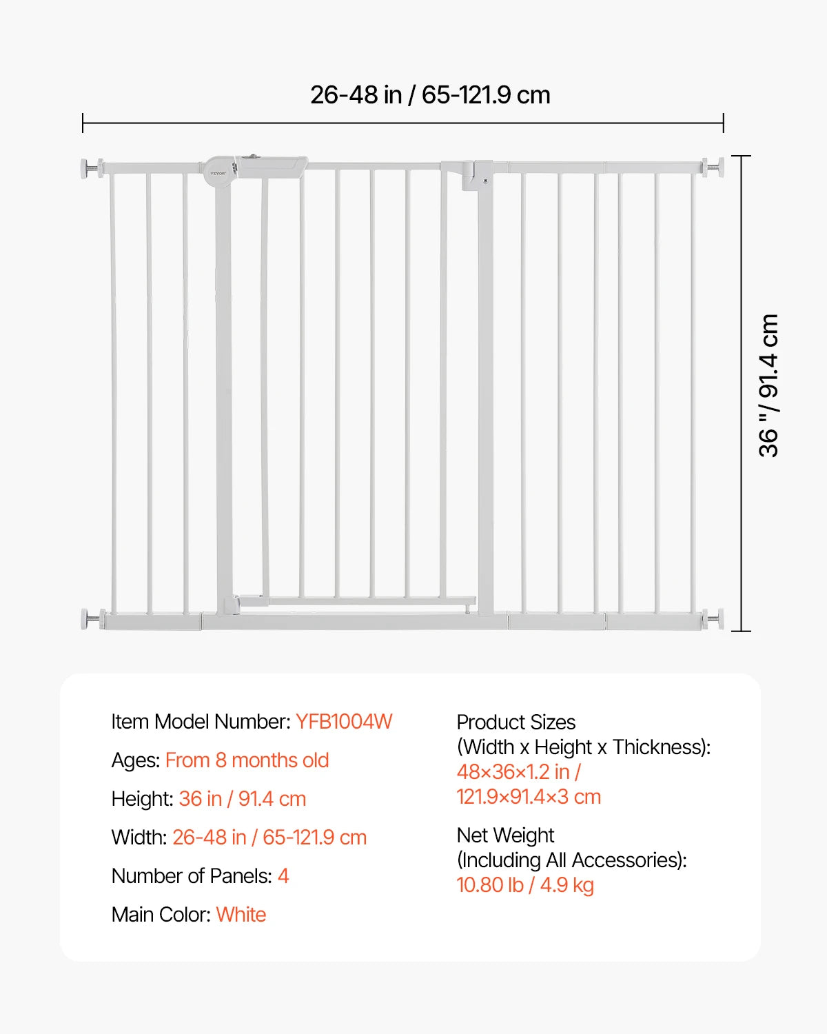 SucceBuy Walk Through Baby Gate Pressure Mount Doorway Safety Barrier