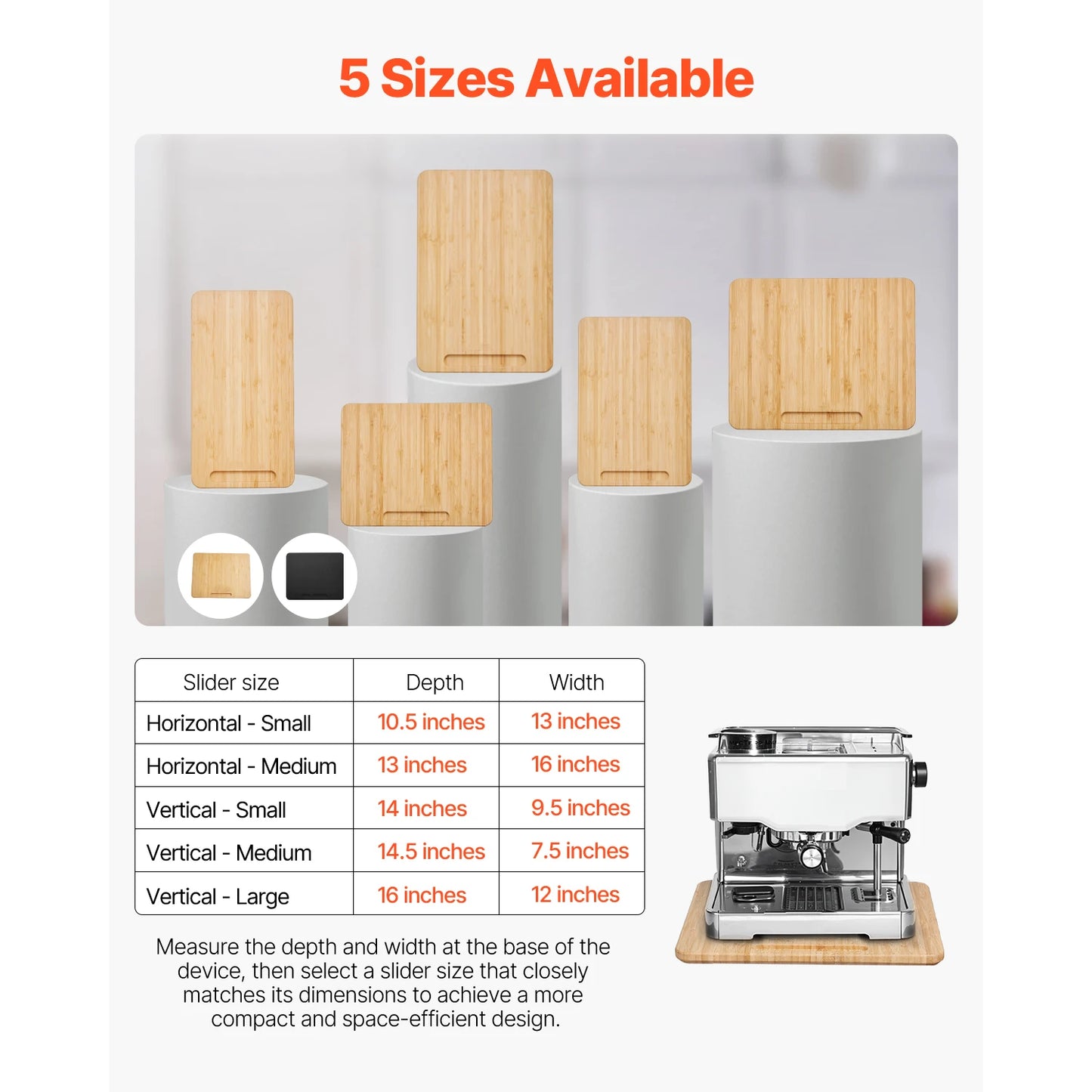 SucceBuy Muti-Size Kitchen Appliance Sliding Tray with Silent Wheels Below Cabinet Appliance Rolling Tray for Coffee