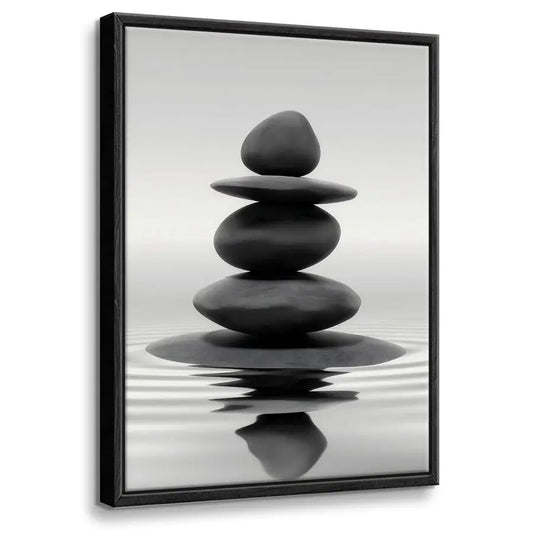 Framed Zen Stone Wall Art for Bathroom and Meditation