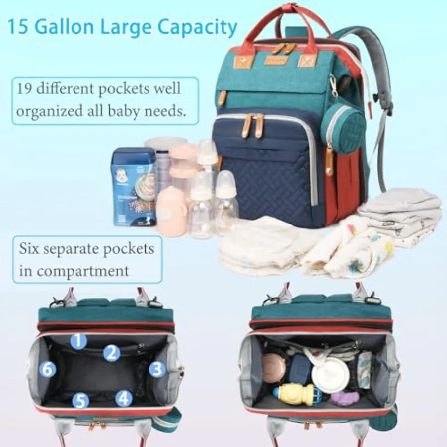 Jeryswet Baby Diaper Bags with Changing Station, Waterproof Large Capacity Diaper Bag Backpack for Moms Dads with USB Charging