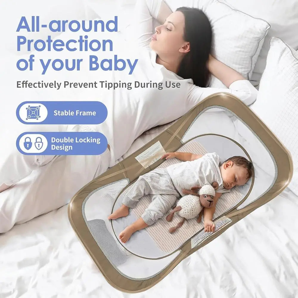 Portable Baby Bassinet For Travel With Mosquito Net And Sunshade Washable