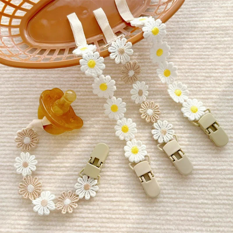 Daisy Pacifier Clips for Baby Anti Drop Chain Clip