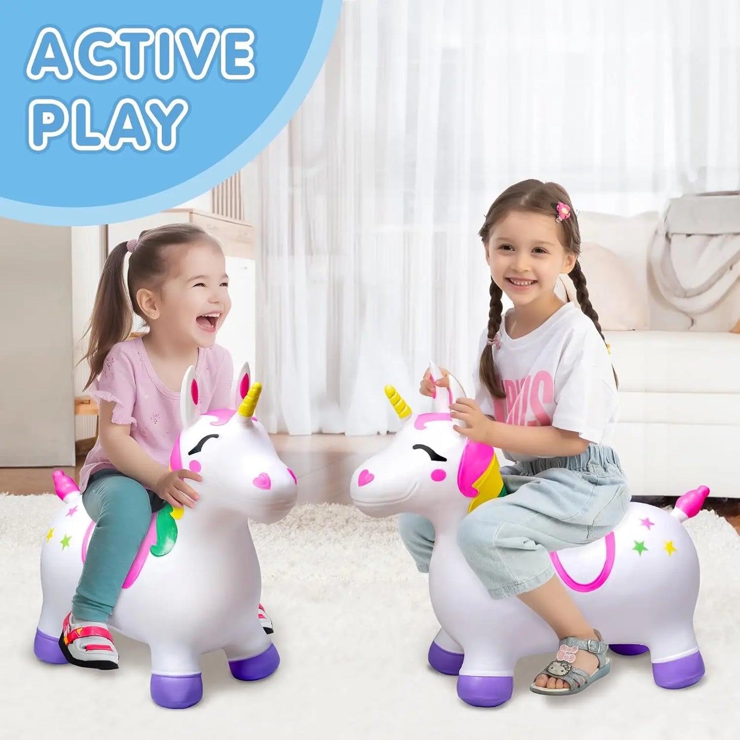 Joyfy Kids Bouncy Unicorn Ride On Toy Hopper For Gifts