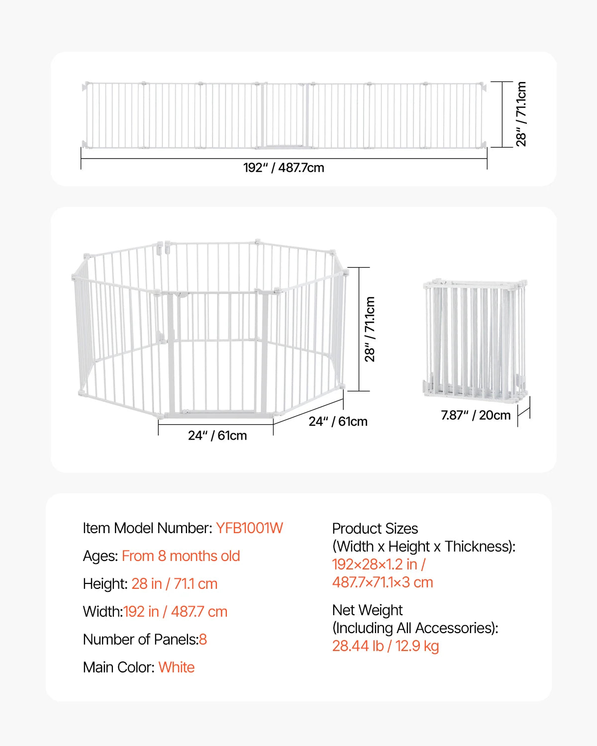 SucceBuy Baby Gate Pressure Mount Walk Through for Pets