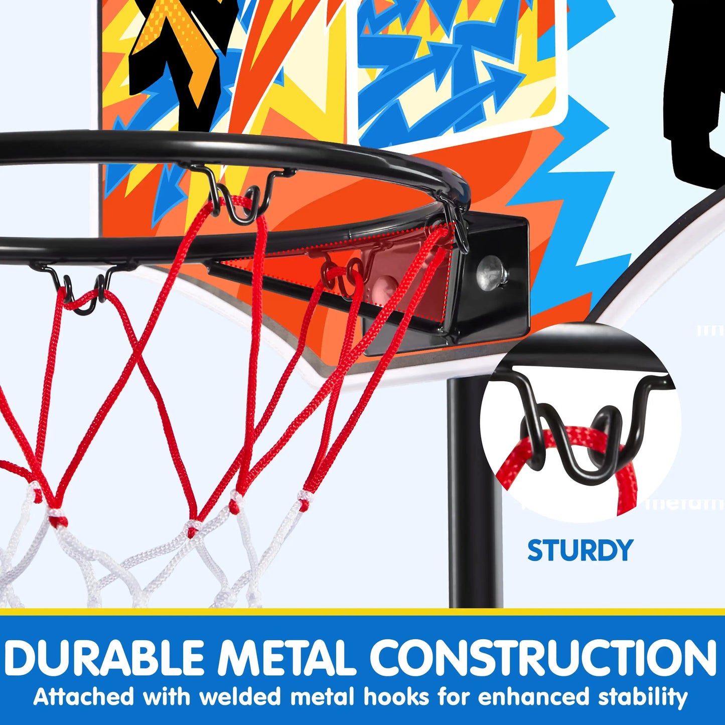 Joyfy Adjustable Kids Basketball Hoop Set with 4 Balls