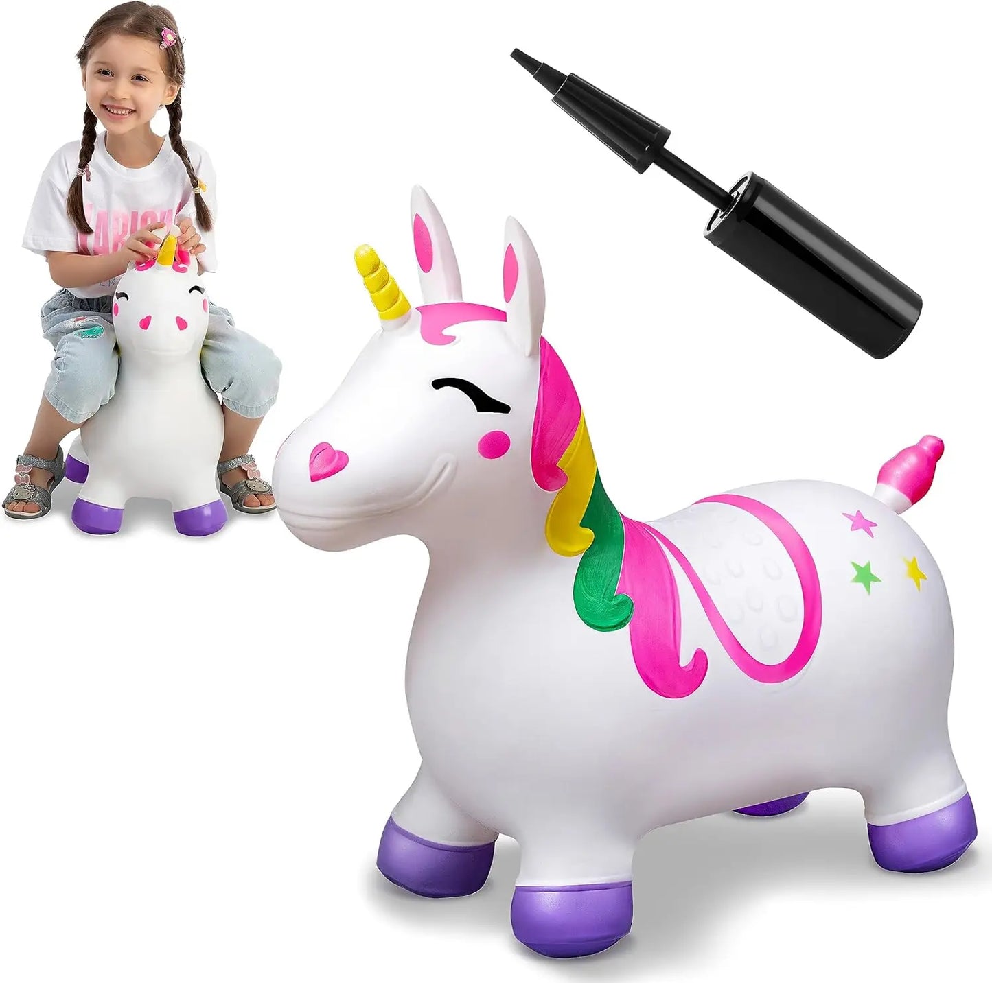 Joyfy Kids Bouncy Unicorn Ride On Toy Hopper For Gifts