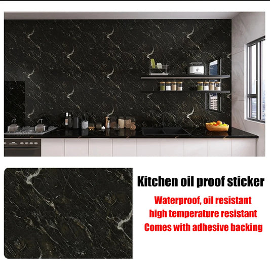 40cm New Kitchen Oil-proof Wall Stickers Self-adhesive Stain-resistant High Temperature Kitchen Countertop Protective Wallpaper