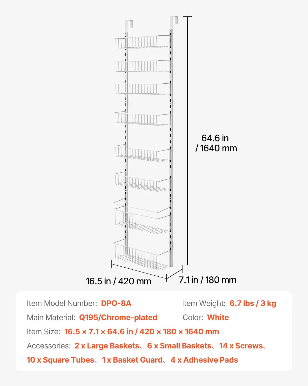 SucceBuy Over The Door Hanging Pantry Organizer Heavy Steel Rack