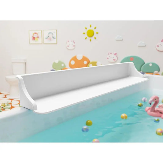 Bathtub Splash Guard PlayPad with Strong Suction Cups, Toy Tray Caddy Holder Storage, NoLeak, MessFree Bath Time for Kids, White