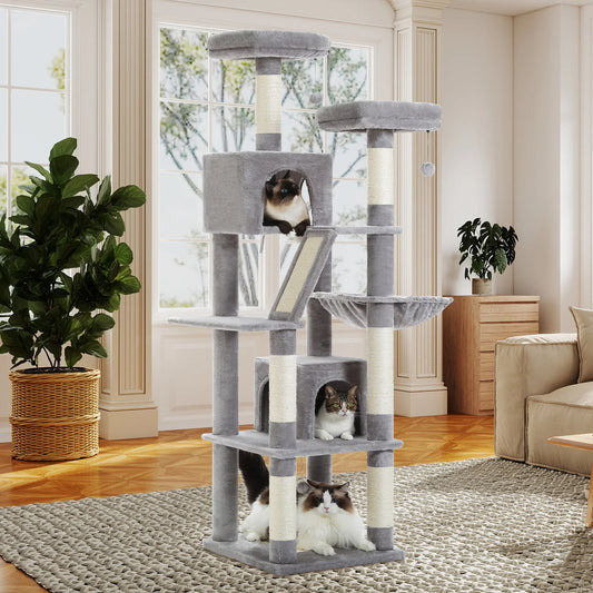 PEQULTI Multi Level Cat Tree With Scratching Posts And Hammock