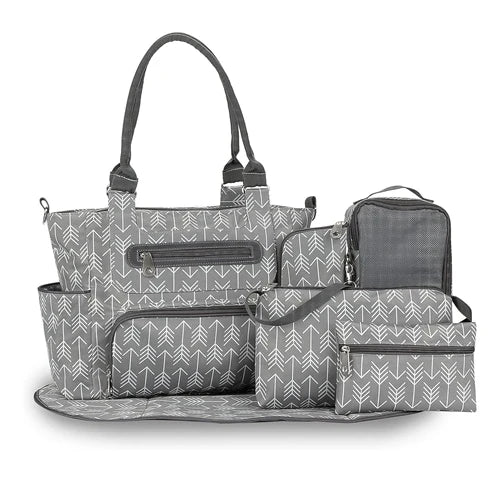 US Stock 8Pcs Diaper Bag Set Large Capacity Baby Nappy Handbag Multifunctional Maternity Changing Bag with Portable Pad