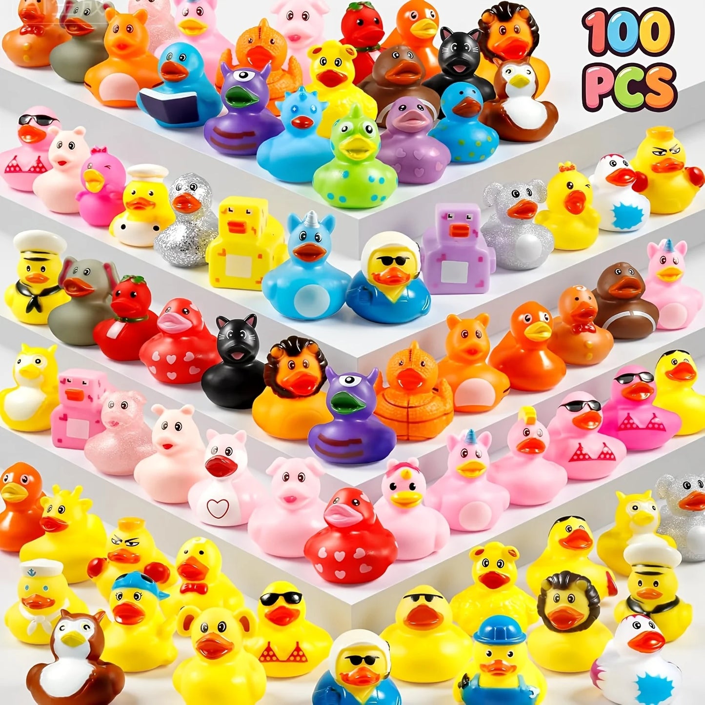 100/200pcs Ducks In Box, Assortment Ducks Bulk For Cars Ducking, 2" Mini Duckies For Toddler Bath Toys, Pool Toys Birthday Gifts Multi-Item Party Favor Packs JUYHGV
