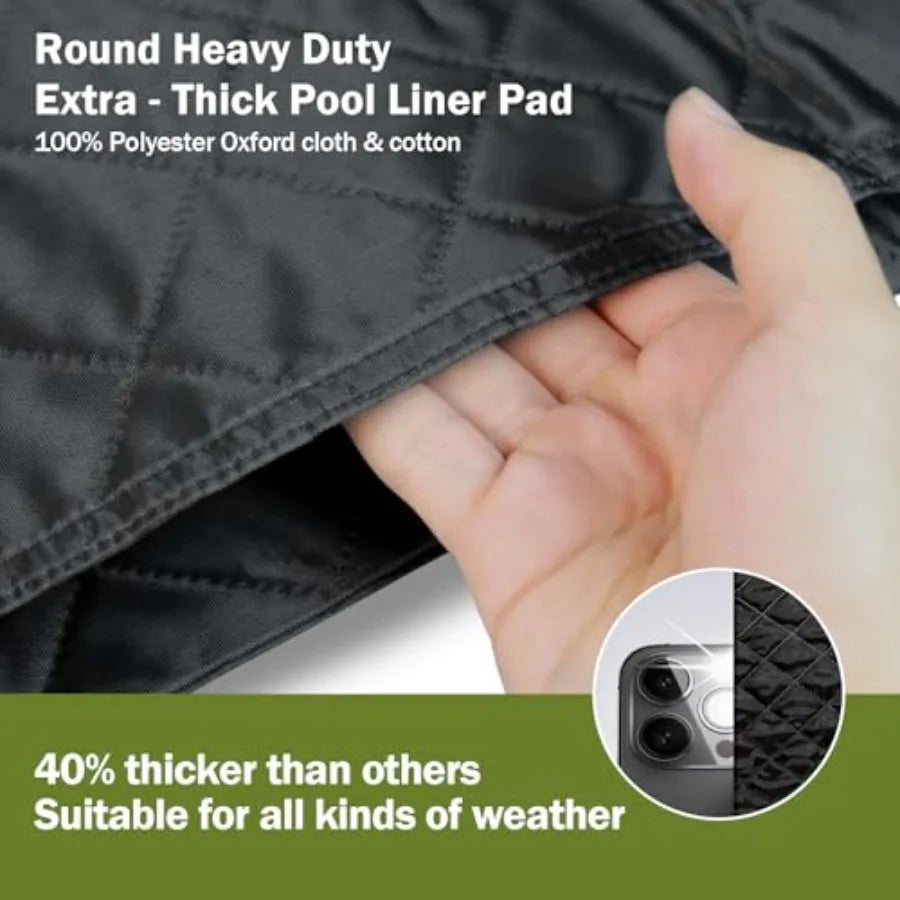 15 FT Round Pool Liner Pad for Above Ground Swimming Pool, Polyethylene Material, Black, Light-Proof and Waterproof Protection