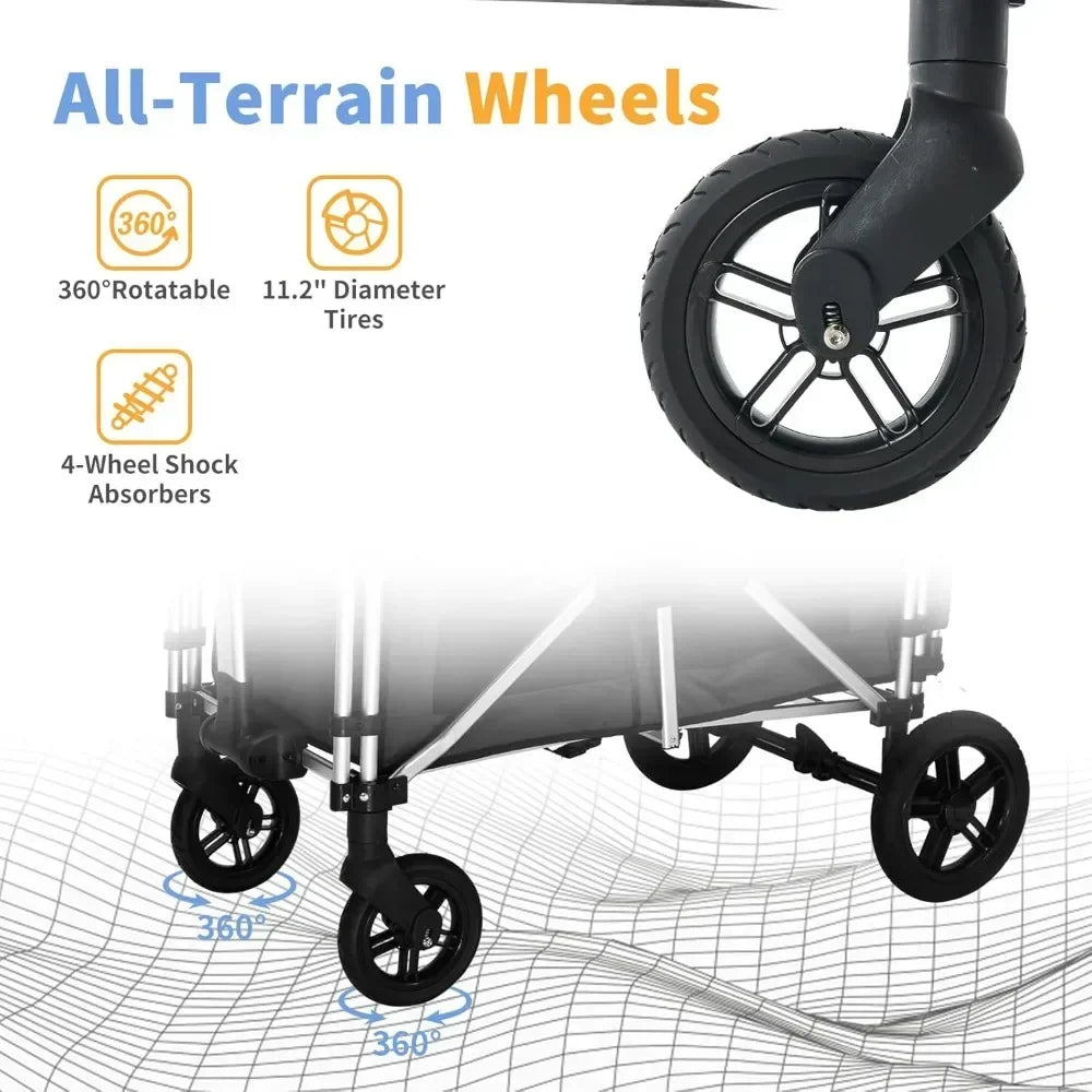 Hot salesTwin Child Stroller Wagon with Dual High Seats, 5-Point Safety Harnesses, and Adjustable Sunshade, Collapsible for Easy