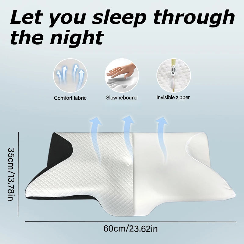 Necessities with Butterfly，Soft Neck Support Massage Pillow, A Slow Rebound Pillow, Deep Sleep Neck Pillow, Suitable for Comfort
