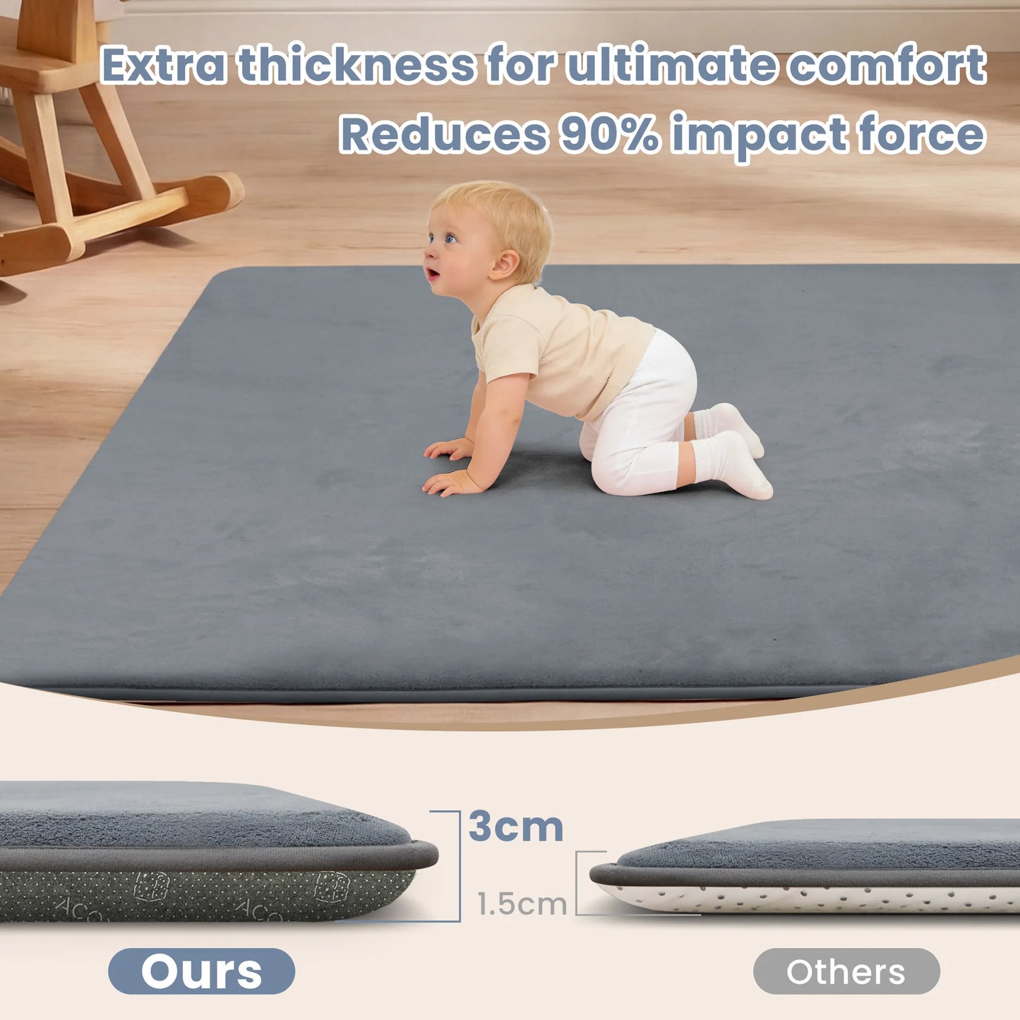 Huloo Sleep Baby Play Mat Memory Foam Tummy Time Rug