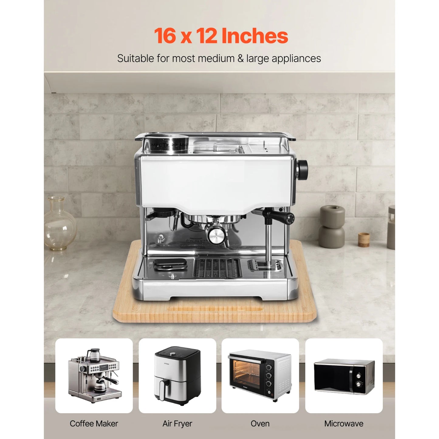 SucceBuy Muti-Size Kitchen Appliance Sliding Tray with Silent Wheels Below Cabinet Appliance Rolling Tray for Coffee