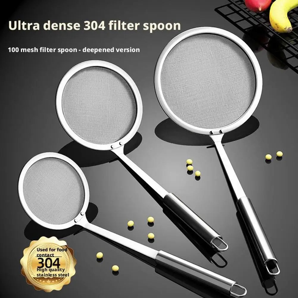 Fat Skimmer Spoon Steel Fine Mesh Skimmer Strainer Spoon For Removing Grease Fat And Foam Kitchen Fried Food Oil Filte