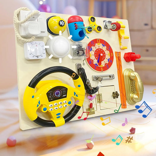 Wooden Busy Board for Toddlers -22 in 1 Montessori Toys Activity Board Sensory Toys Montessori Busy Board 1+ Year Old Early Educ