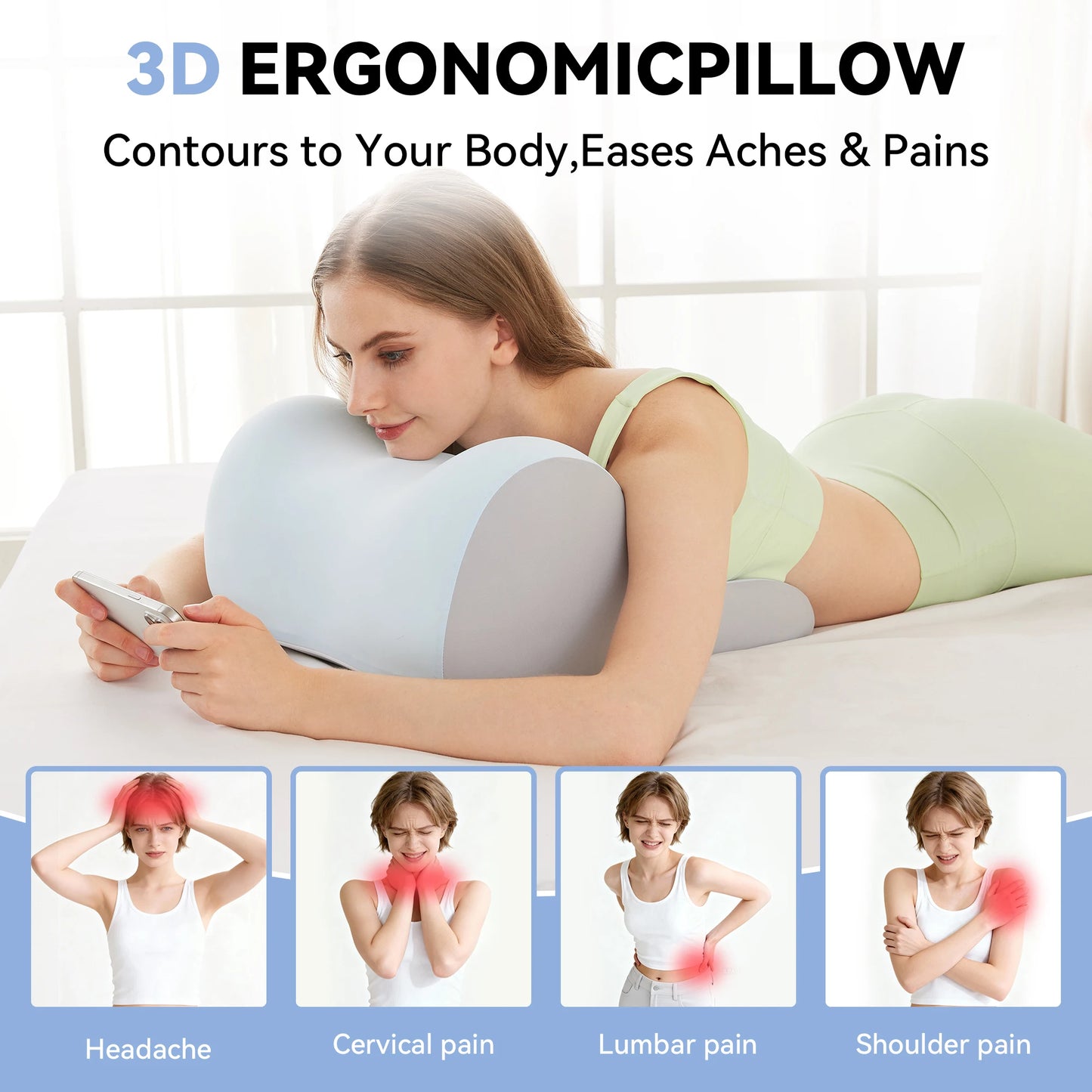 Upgraded Version Couple Pillow - Dual-Purpose for Sitting & Lying, Bed Suitable for, Spouses, Back - Dry Only, Comfortable & Breathable for Bed Or Couch Use