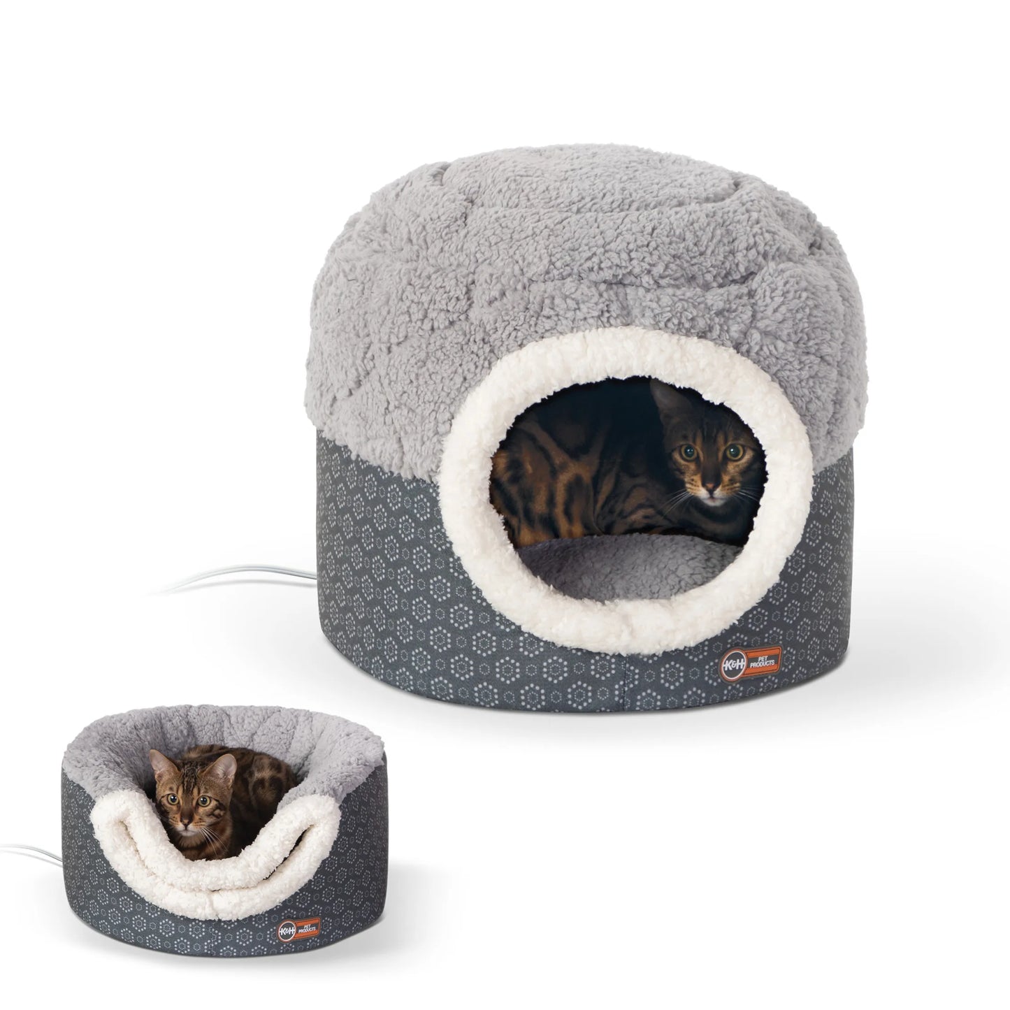 Heated Cat Bed with Thermo-Pet Nest Design Gray Small Size 18 x 15 Inches