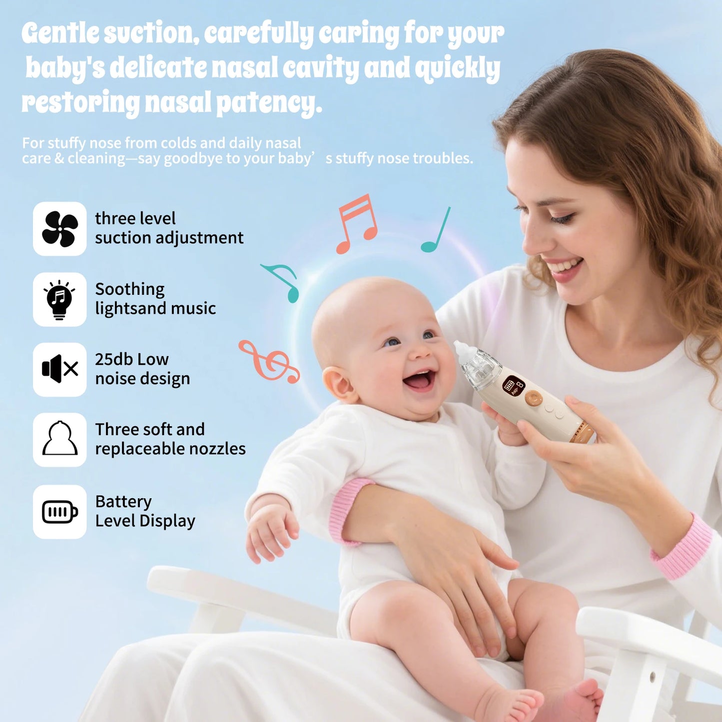 Hansqui Electric Baby Nasal Aspirator With Rechargeable Battery