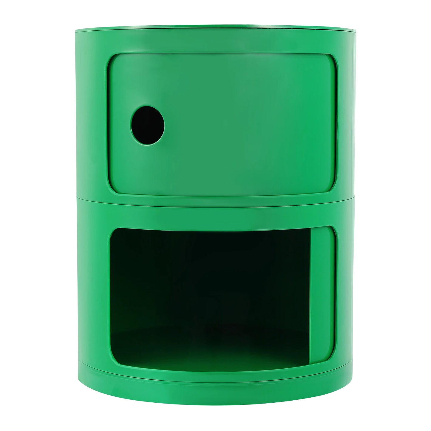 2-Tier Simple Round Nightst Bedside Table Round Large-capacity Storage ABS Green/White for Bathroom Bedroom Office