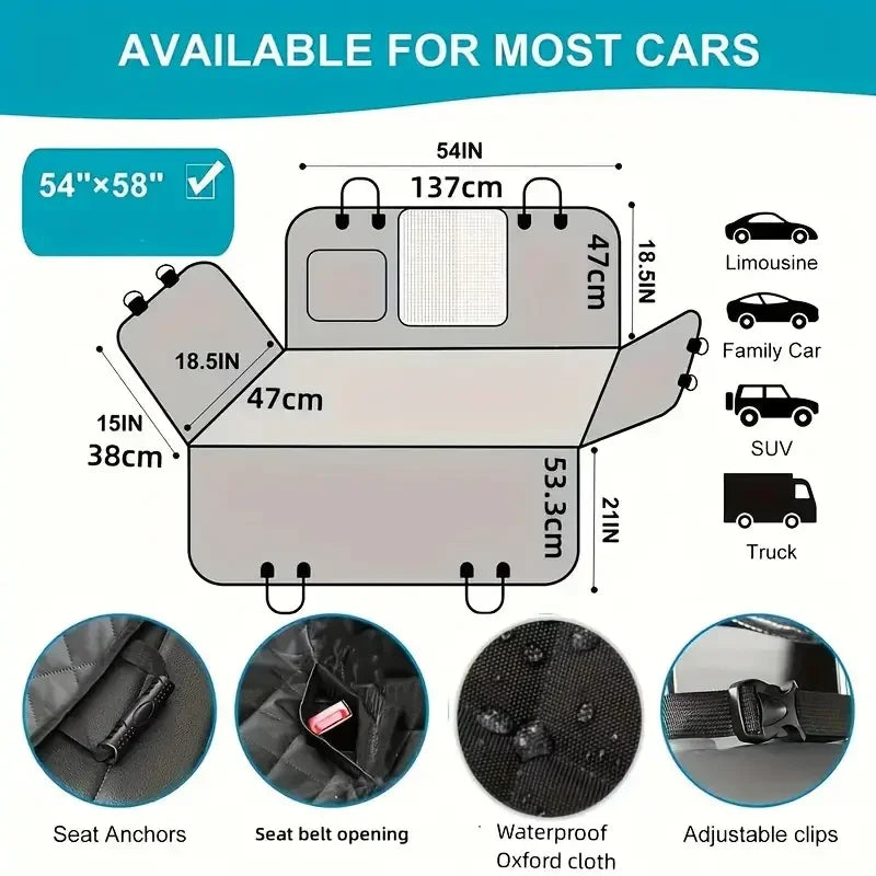 Dog Car Seat Cover Waterproof Hammock Nonslip Durable Seat Protector