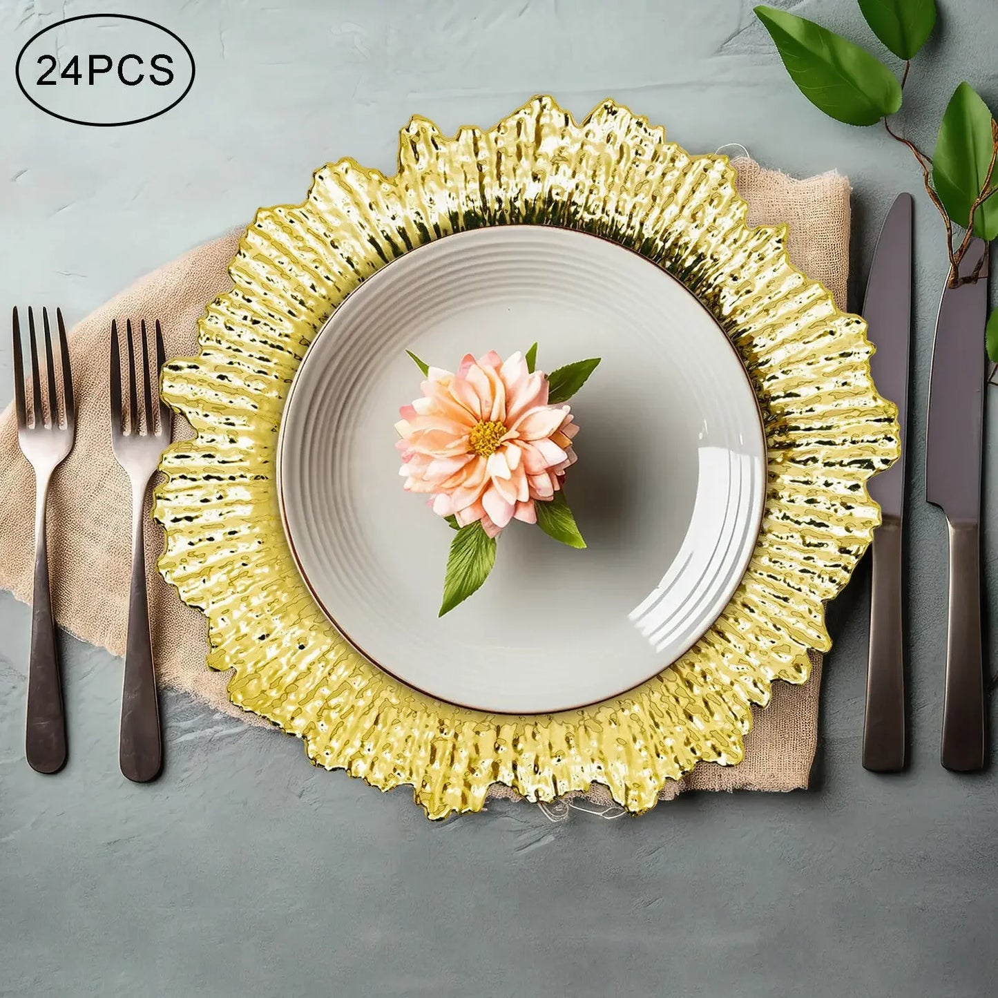 24Pcs Charger Plate Set For Wedding Table Decor