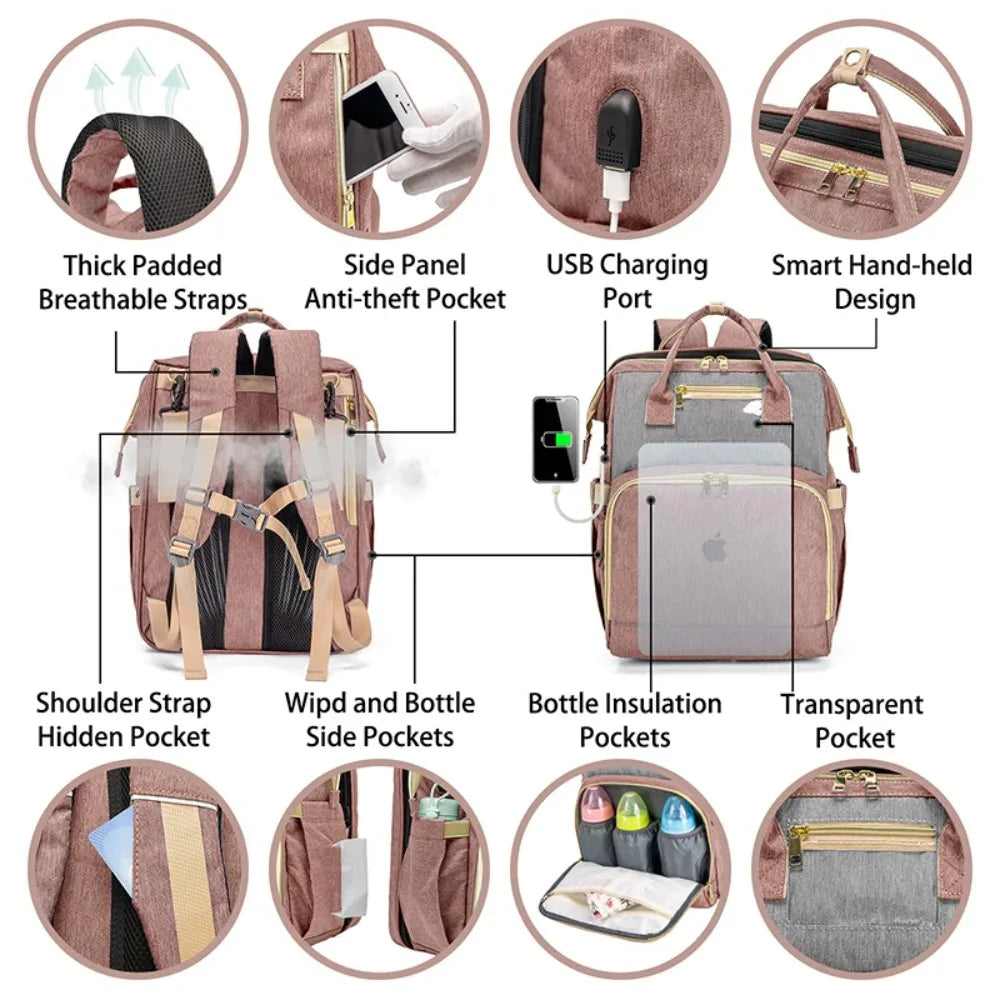 Diaper Bag Backpack with Changing Station Baby Bags for Girls Boys New Mom Gifts Pañaleras Para Bebe Baby Girl Newborn Essentials Must Haves Baby Shower Gifts Baby Registry