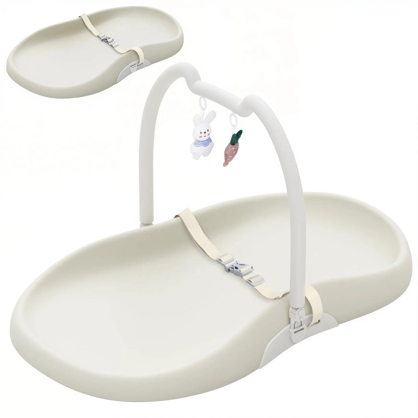 Baby Changing Mat With Safety Harness Cat Ear Shelf Waterproof