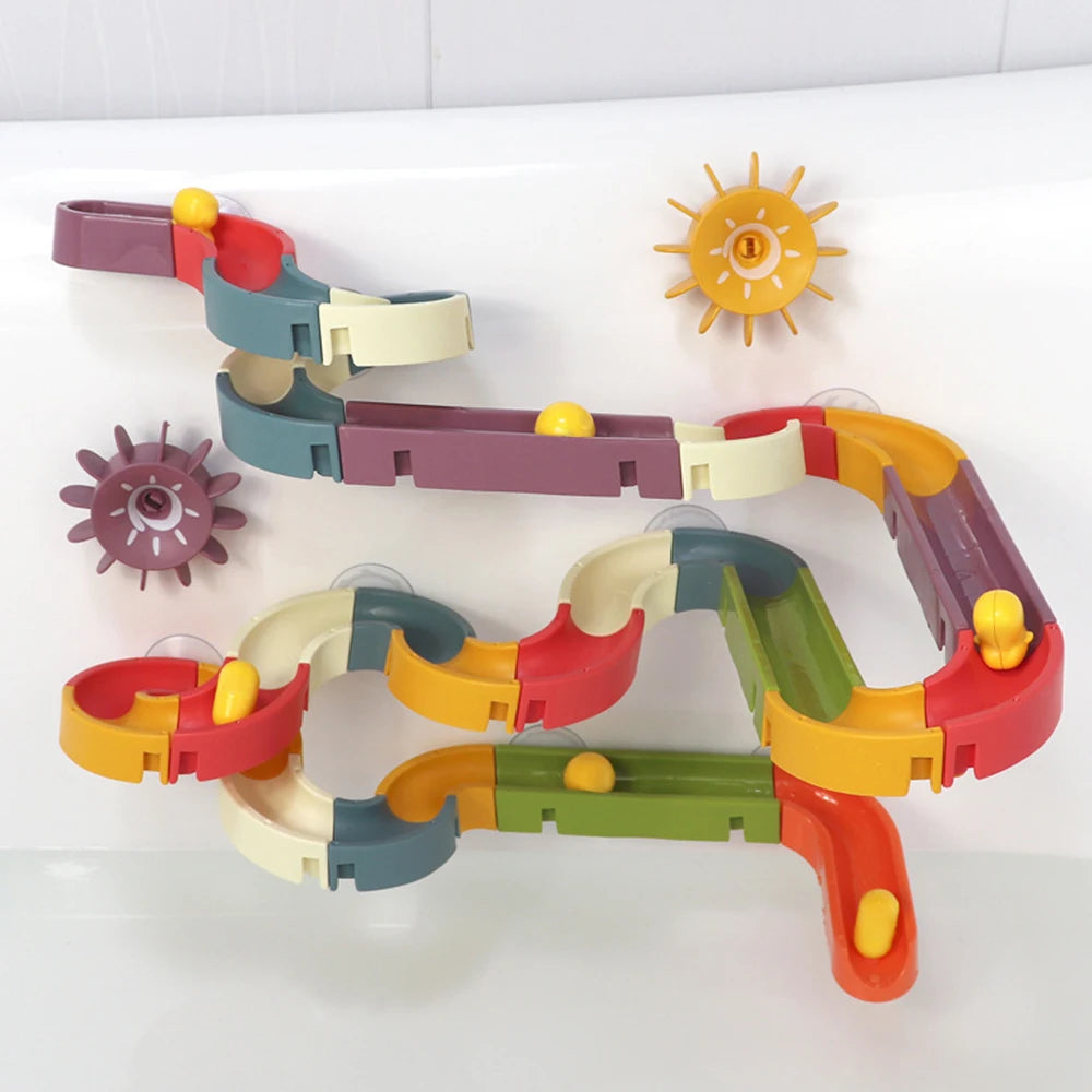 Baby Bath Toys Bathtub Toys Assembly Slide DIY Track Ball Slide Bathroom Shower Track Toddler Kids Water Play Toys