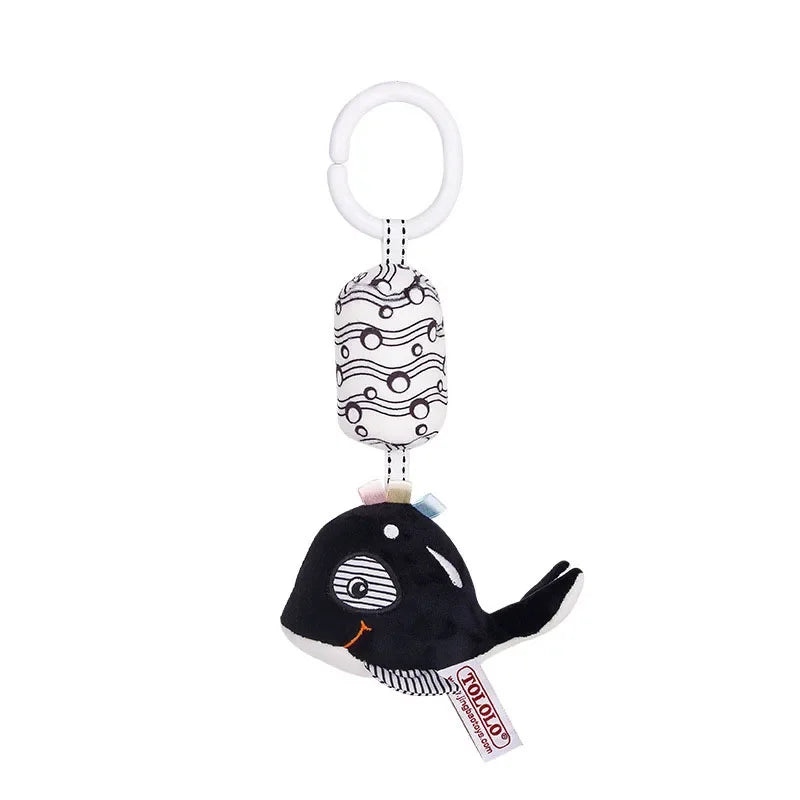 Stroller Bed Hanging Bell Plush Doll Baby Infant Rattles Newborn Black White Visual Grab Ability Training Toys Игрушки Для Детей