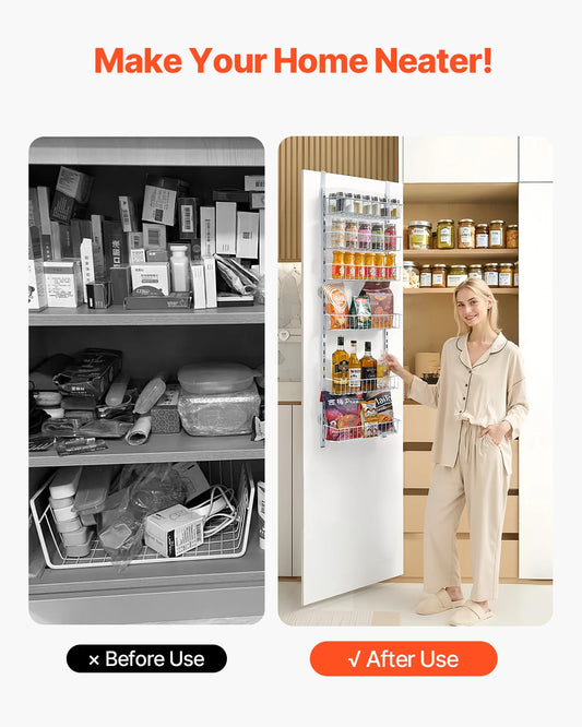 SucceBuy Over The Door Hanging Pantry Organizer Heavy Steel Rack