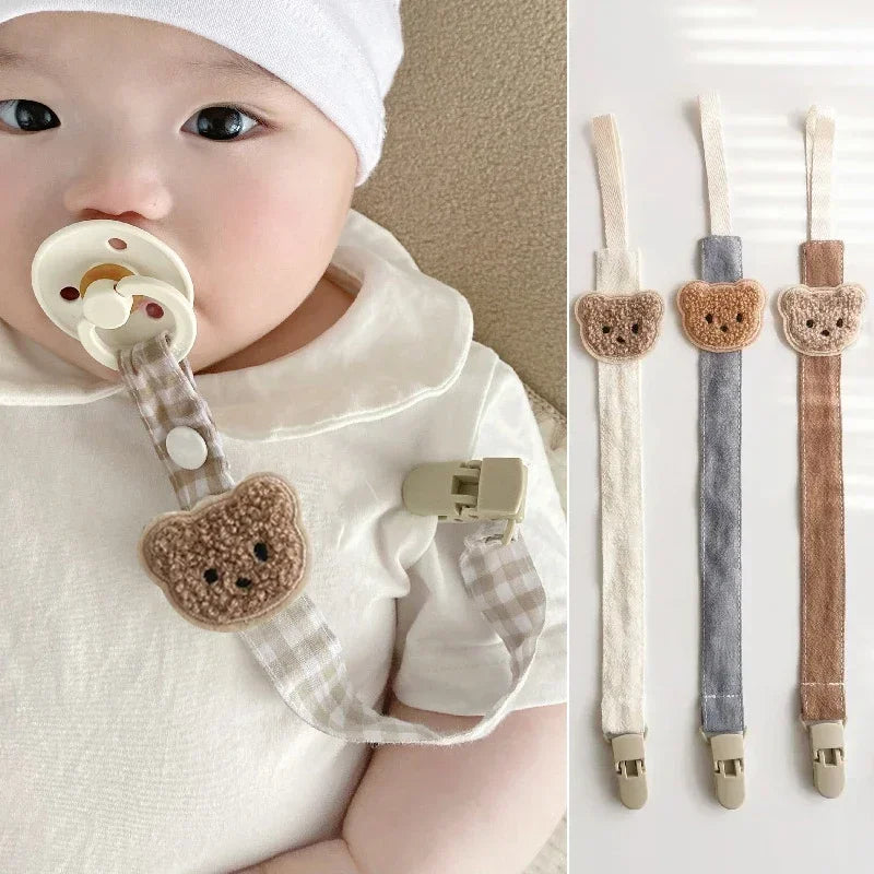 Cute Bear Pacifier Clip Chain for Teething and Soother Holder